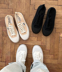 Кеди білі/чорні/беж. взуттєвий текстиль