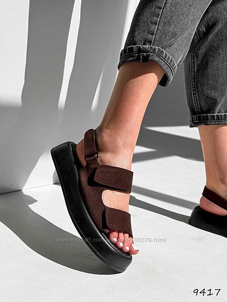 Босоніжки Olivia, натуральна замша, шоколад