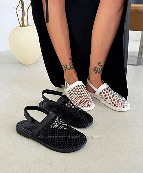 Дихаючи Босоніжки, анатомічна колодка, текстиль/натуральна шкіра, чорні/білі