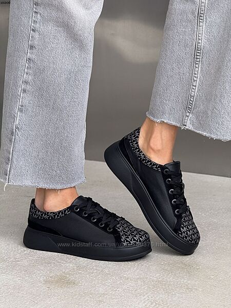 Кеди стильні, натуральна шкіра, чорні