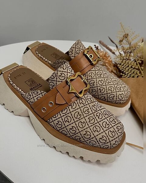 Сабо Magza, з ексклюзивної натуральної шкіри, беж