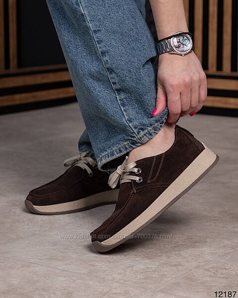 Спортивні туфлі, натуральна замша, шоколадні