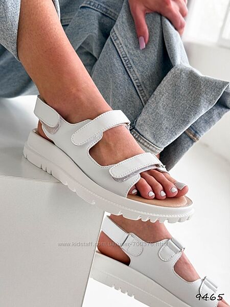 Босоніжки Leona, натуральна шкіра, білі