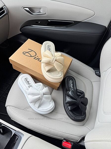 Шльопанці на потовщеній підошві, натуральна шкіра, чорні/білі/айворі