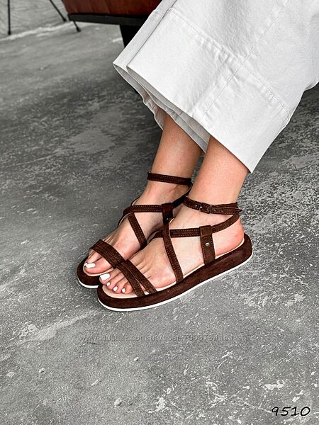 Босоніжки Blink, натуральна замша, шоколад