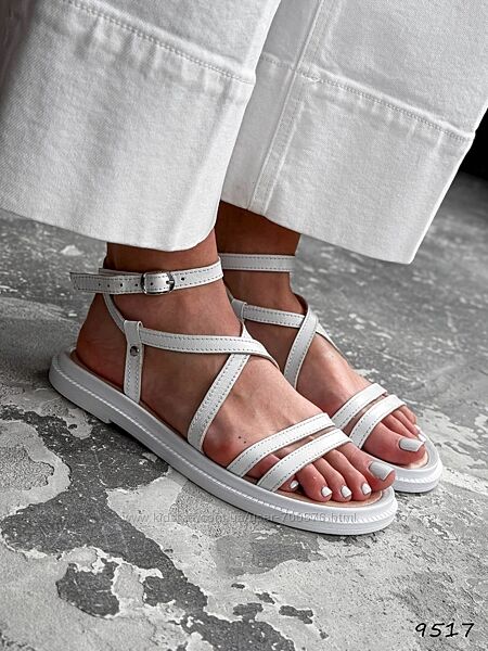 Босоніжки Mika, натуральна шкіра, білі