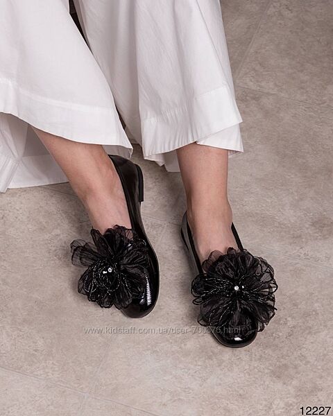 Туфлі - балетки від Magza, натуральна лакова шкіра, чорні