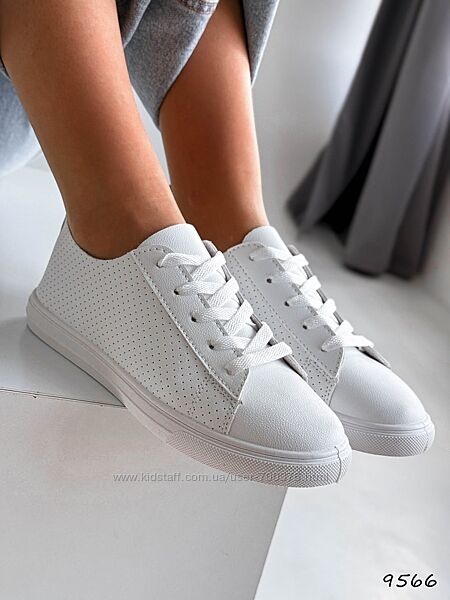 Кеди Lemmi, натуральна шкіра з перфорацією, білі