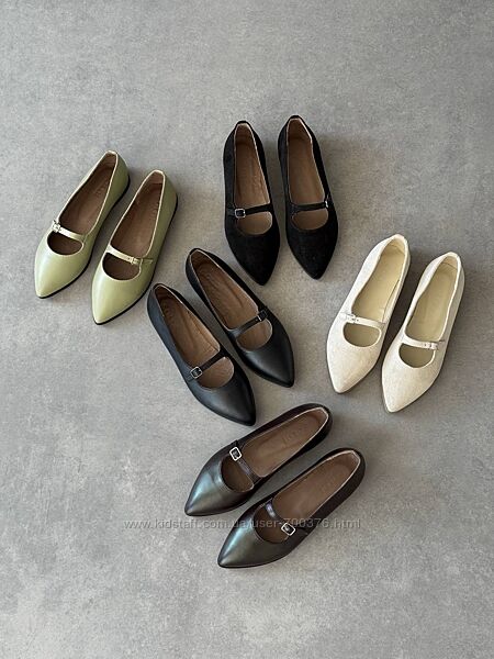 Гостроносі балетки, натуральна шкіра/замша, беж/шоколад/чорні/оливка