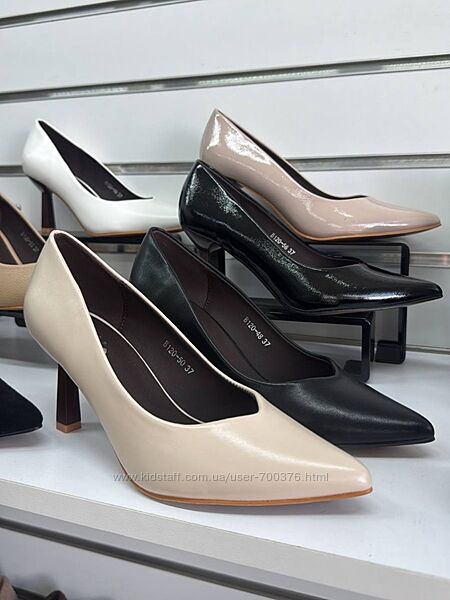 Туфлі на зручному підборі, чорні/беж