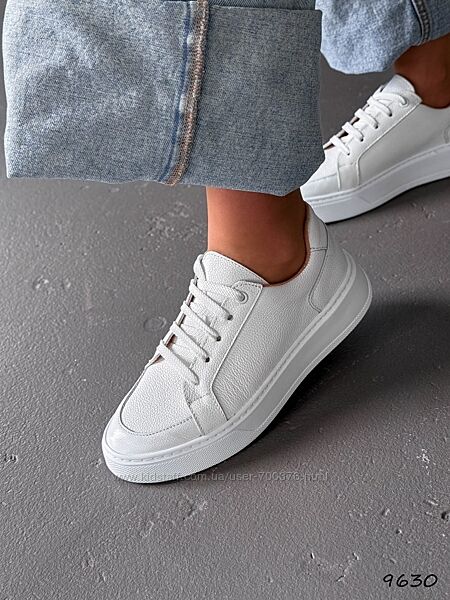 Кеди Temis, натуральна шкіра флотар, білі