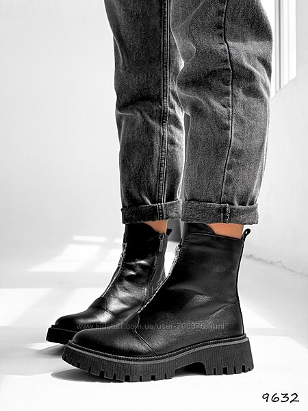 Черевики зима Diana, натуральна шкіра, чорні