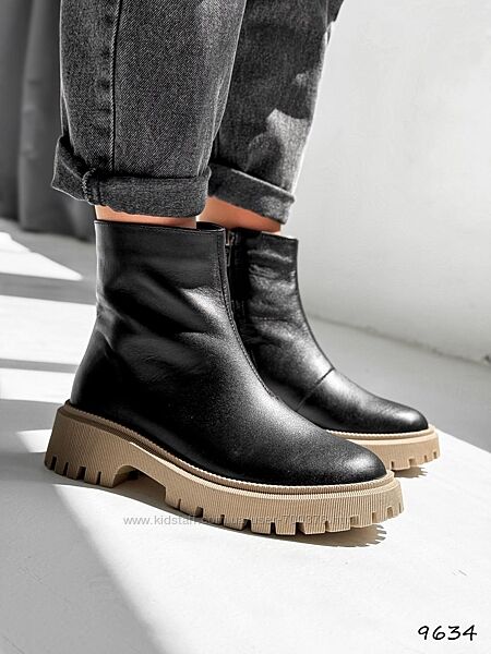 Черевики демі Emmi, натуральна шкіра, чорні