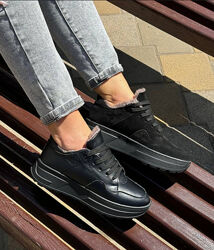 Кросівки Milli зима, натуральна шкіра/замша, чорні, розпродаж від виробника