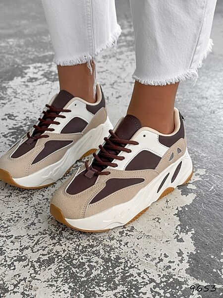 Кросівки Selin, натуральна шкіра/замша, беж/шоколад