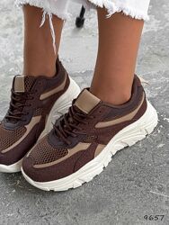 Кросівки Cova, натуральна замша/сітка, шоколад