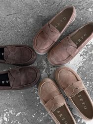 Лофери Sandra, натуральна замша, беж/капучино/шоколад