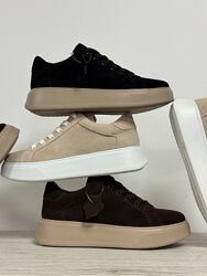 Кеди Hengji, натуральна замша, коричневі/бежеві/чорні