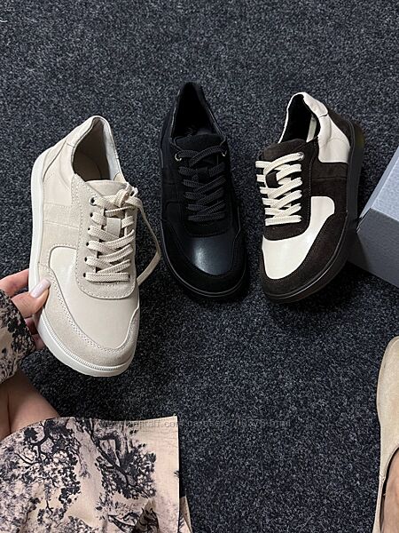 Анатомічні кеди Marlex, натуральна шкіра/замша, чорні/беж/коричневий