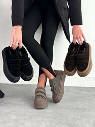 Кеди Lirity, натуральна замша, Taupe/шоколад/чорні