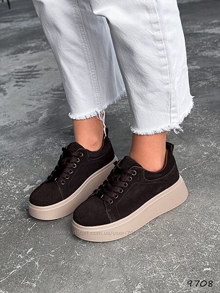 Кросівки Mello, натуральна замша, темний шоколад