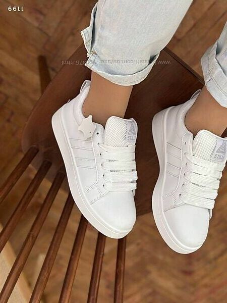 Стильні кросівки, натуральна шкіра, білі