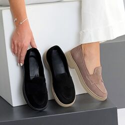 Лофери Abrosi, натуральна замша, чорні/моко