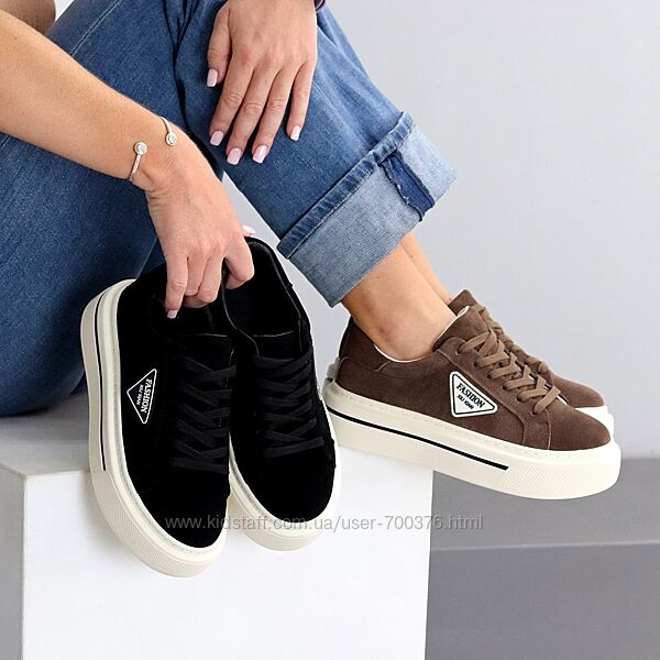 Кеди Loret, натуральна замша, чорні/шоколад