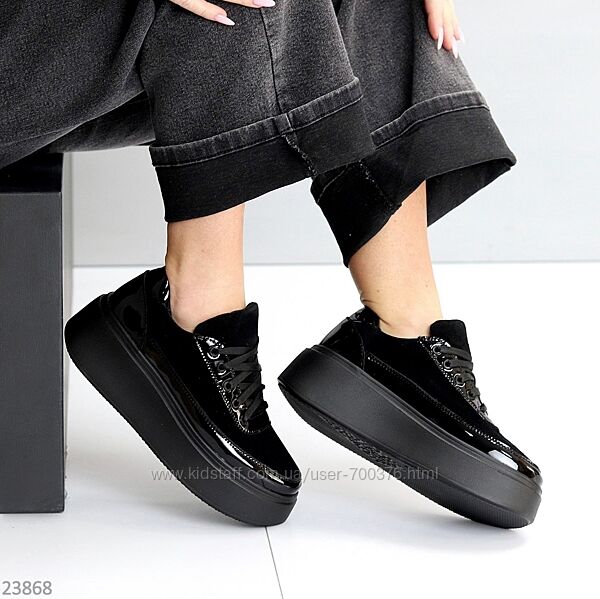 Кеди Prima, натуральна замша/глянець, чорні