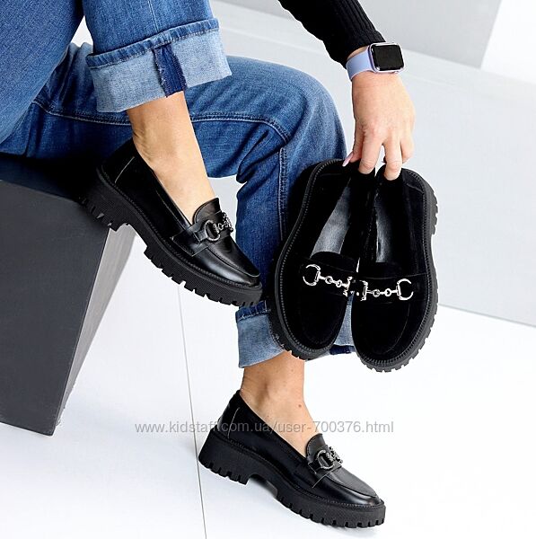 Лофери Rosemary, натуральна шкіра/замша, чорні