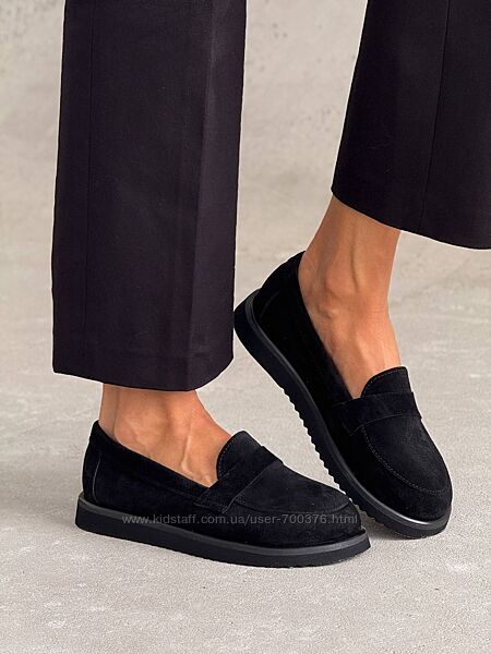 Анатомічні Лофери, натуральна замша, чорні