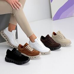 Кросівки Adisson, натуральна замша/шкіра, беж/шоколад/білі/чорні/руді
