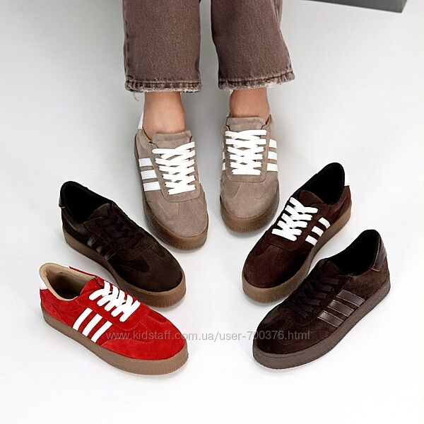 Кросівки Isera, натуральна замша/шкіра, шоколад/червоні/капучіно