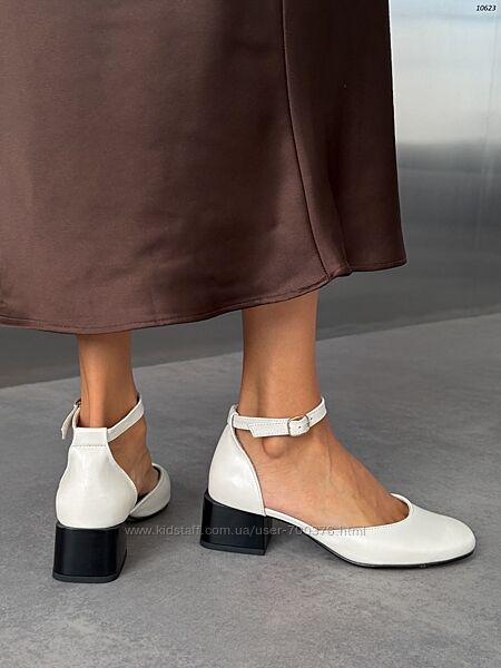 Туфлі, натуральна шкіра, айворі