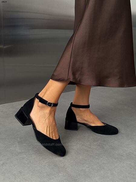 Туфлі, натуральна замша, чорні