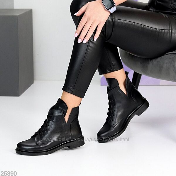 Черевики Morning демі, натуральна шкіра, чорні