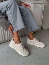 Туфлі Barefoot з анатомічним носиком, натуральна замша, айворі