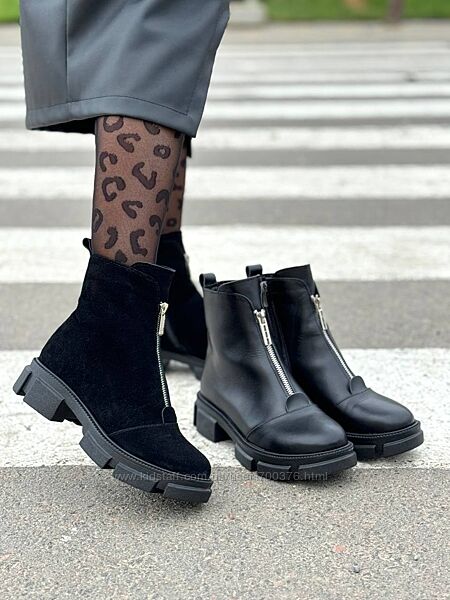 Черевики Bold, натуральна шкіра/замша, чорні, демі/зима