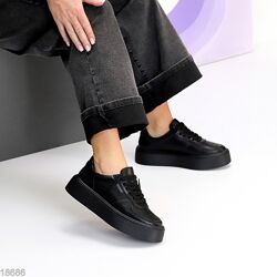 Кеди Karla, натуральна шкіра, чорні та чорні/моко