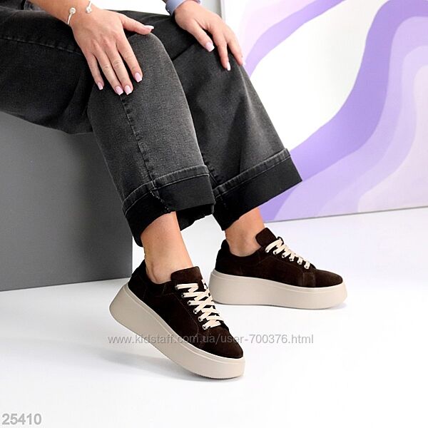 Кеди Lafira, натуральна замша, гіркий шоколад