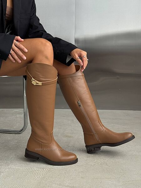 Чоботи NikArt жокейські преміальні, натуральна шкіра, руді, демі