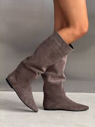 Гостроносі Чоботи NikArt, натуральна замша, какао, демі