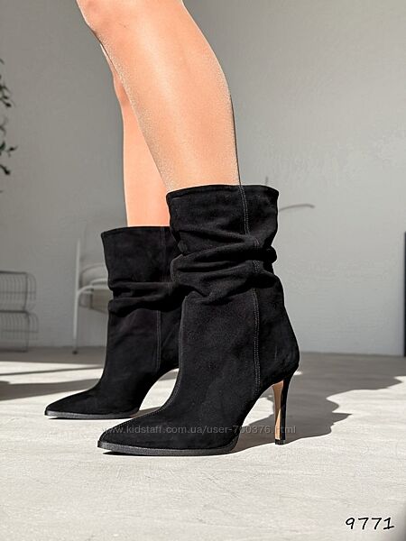 Ботильйони Imany демі, натуральна замша, чорні