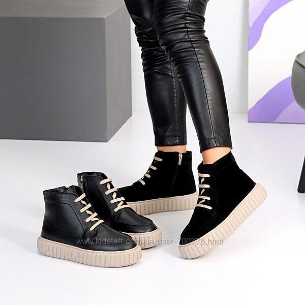 Черевики Melty демі, натуральна шкіра/замша, чорні