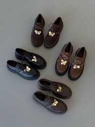 Трендові дербі NikArt, натуральна замша/шкіра, тоффі/шоколад/чорні