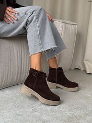 Черевики Top, натуральна замша, шоколад, демі/зима