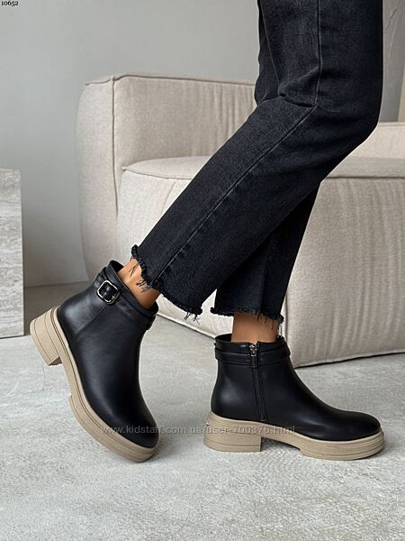 Черевики Top, натуральна шкіра, чорні, демі/зима