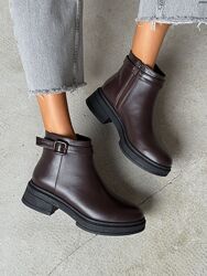 Черевики Top, натуральна шкіра, шоколад, демі/зима