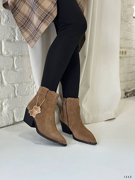 Черевики казаки, натуральна замша, кемел