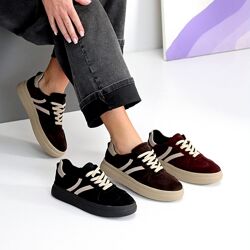 Кеди Strils, натуральна замша, шоколад/чорні/марсала